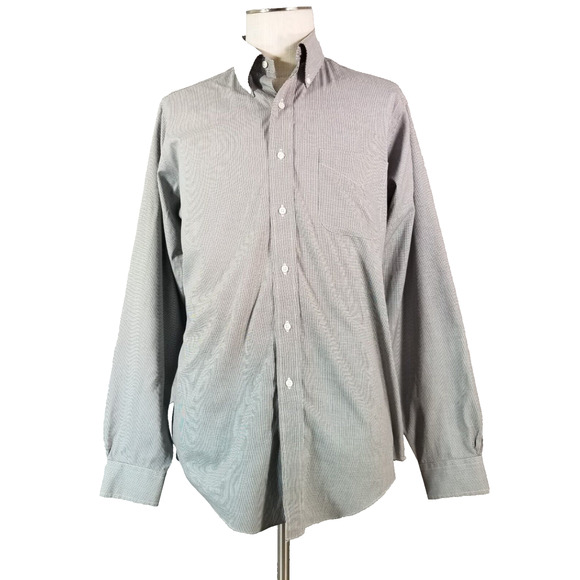 Brooks Brothers shirt men's small black houndstooth cotton button down long slee - Picture 1 of 11